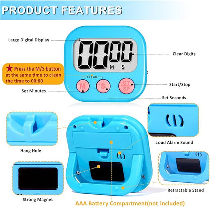 ZILLEEN Classroom Timer for Kids Teachers Digital Timers, Blue Pink 6 Pack - Image 6