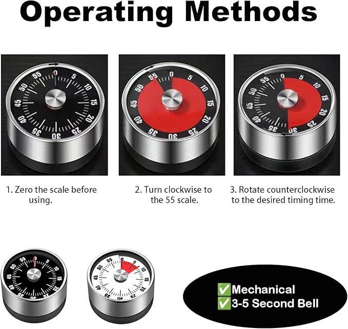 Digital Kitchen Timer for Cooking, Loud Alarm, Magnetic Back, Black and Silver (darkblack-t) - Image 4