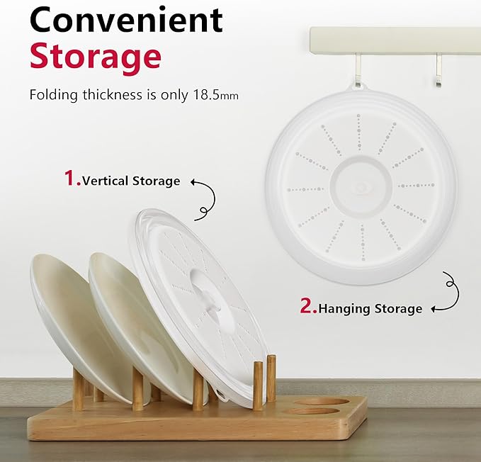 WVM Microwave Splatter Cover Vented for Food with Hook Hole, Splatter Guard & Colander Kitchen Gadget for Food, Meal Prep, Clear, M(11"x3.26")-Pack of 1