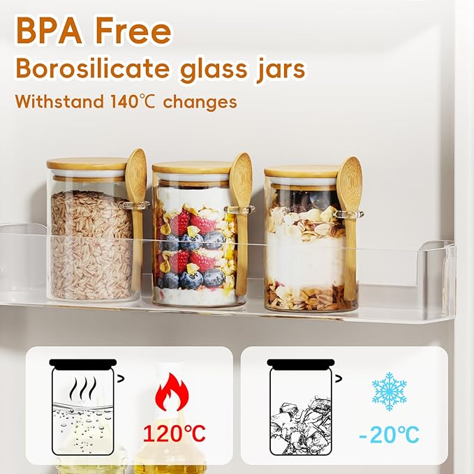 Glass Sugar Container with Spoon - 1 Pack 15oz Glass Jars with Bamboo Lid and Spoon, Bamboo Lid Storage Jar Containers for Coffee Beans, Spice, Brown Sugar, Tea, Flour, Nuts, Candy, Salts and More - Image 6