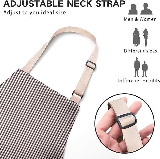BeLuyi Adjustable Bib Apron with 2 Pockets Chef Cooking Kitchen Restaurant Aprons for Women Men - Image 2