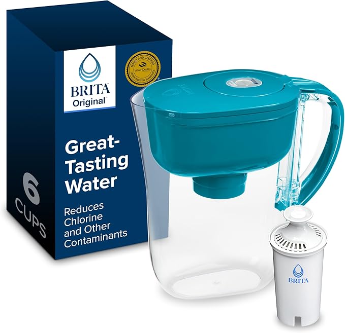 Brita Metro Water Filter Pitcher with SmartLight Change Indicator, BPA-Free, Replaces 1,800 Plastic Water Bottles a Year, Lasts Two Months, Includes 1 Filter, Small - 6-Cup Capacity, Turquoise by Brita