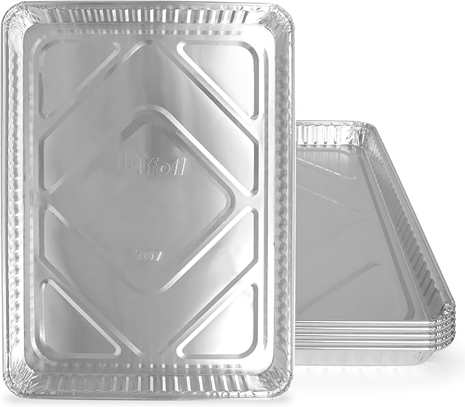 PLASTICPRO Aluminum Pans 5 Pack Disposable Cookie Sheets 13 x 17 Baking Pans Premium Quality Heavy Duty Sheet Pans by PLASTICPRO