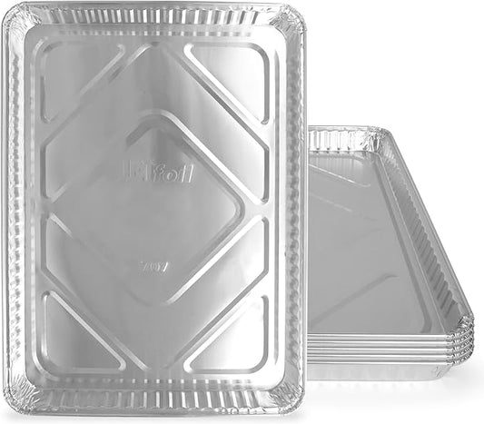 PLASTICPRO Aluminum Pans 5 Pack Disposable Cookie Sheets 13 x 17 Baking Pans Premium Quality Heavy Duty Sheet Pans by PLASTICPRO