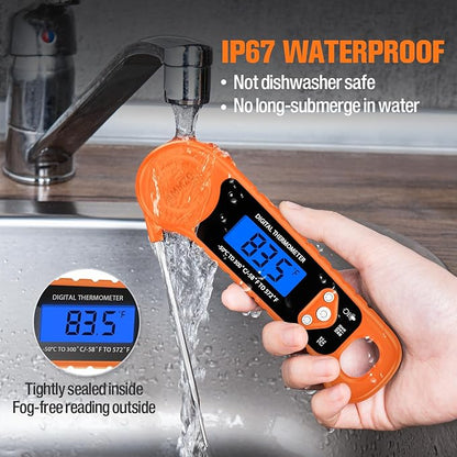 AMMZO Digital Meat Thermometer for Grilling, Candy Thermometer Instant Read Food Thermometer Waterproof with Backlight for Cooking, Deep Fry, BBQ, Grill, Smoker and Roast (Orange) - Image 3