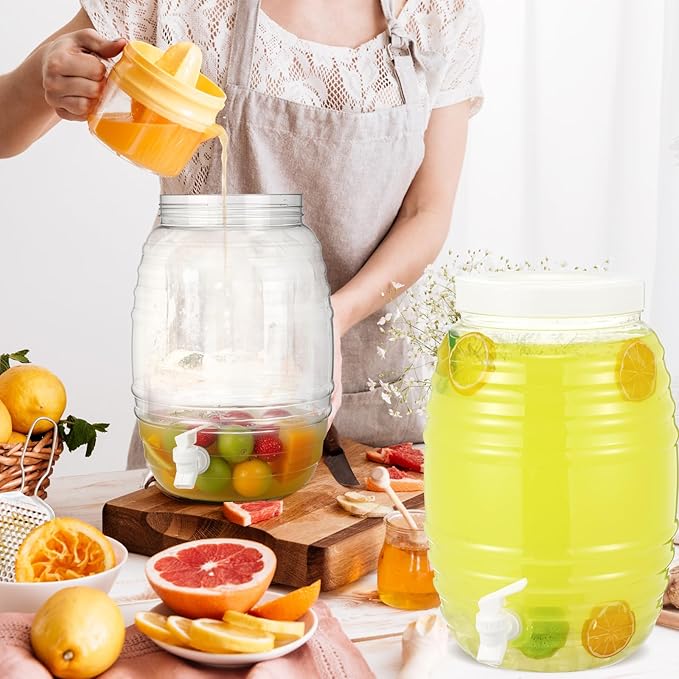 Honeydak 1 Pcs 2.7 Gallon Plastic Beverage Dispenser with Spigot Clear Extra Large Plastic Beverage Dispenser Summer Drink Holder with Tap for Party Lemonade Cold Water Beer
