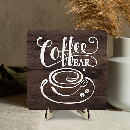 Vintage Coffee Bar Decor Sign,Rustic Wooden Plaque for Java Station, Kitchen,Cafe or Tea Corner,Funny Jave Gift for Coffee Lovers 5.9x5.9inch - Image 7