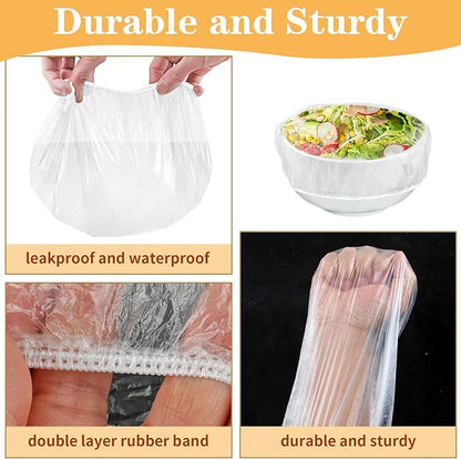 Plastic Shower Caps for Sourdough Bread, 200 Pcs Bowl Covers for Bread Proofing, Food Covers Stretch Reusable Elastic, Keep Food Fresh and Dust Away (Clear, L-14 inches) - Image 7