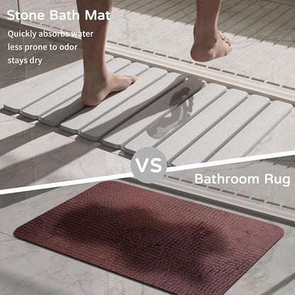 Foldable Stone Bath Mat, Quick Dry Stone Drying Mats for Bathroom, Super Absorbent Bath Mat, Non Slip, Large Diatomaceous Earth Dish Drying Mats for Kitchen Counter 23.5 x 15.4in, White - Image 7