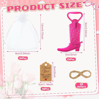 Meanplan 99 Pcs Cowboy Boot Bottle Opener Set Cowgirl Western Derby Wedding Party Favor Includes Cowboy Beer Bottle Opener Organza Bag Thank You Tag and Jute Rope for Guest Wedding Party Baby Shower - Image 2