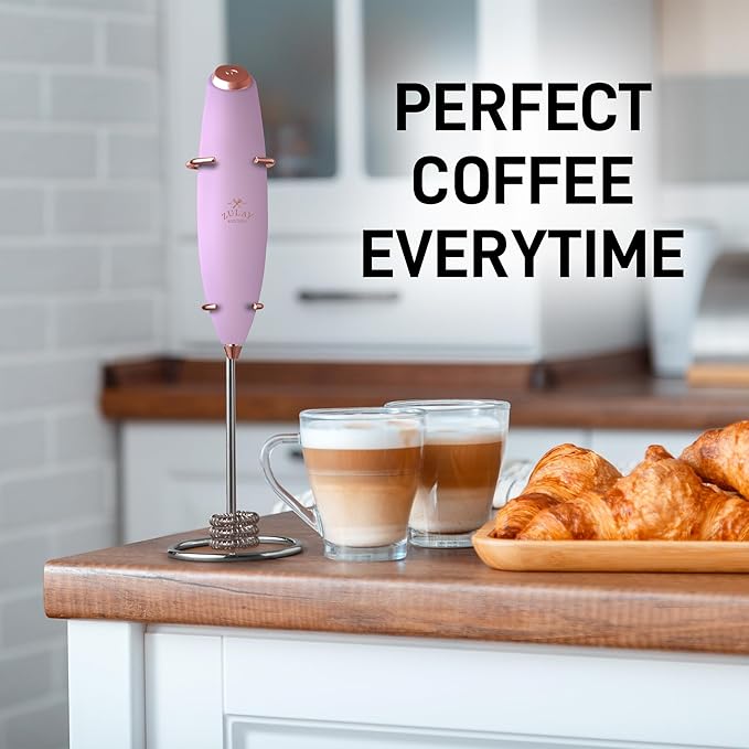 Zulay Kitchen Patented Tornado Triple Whisk Milk Frother with 4 Duracell Batteries – Handheld Foam Maker for Coffee, Lattes, Matcha & Hot Chocolate – Rich, Creamy Froth in Seconds - Rose Gold - Image 8