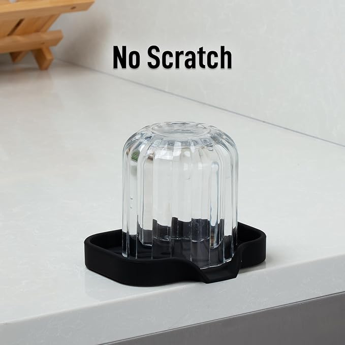 Zulay Kitchen Small Silicone Sponge Holder (4.9x3.3”) – Space-Saving Sink Organizer Tray for Sponge, Soap, Brush & More – Compact Non-Slip Dish for Kitchen & Bathroom (Black) - Image 7