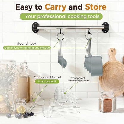 16PCS Measuring Cups and Spoons Set, Measuring Spoon Set with Metric and US Measurements, Fits for Measuring Dry and Liquid (Grey) - Image 7