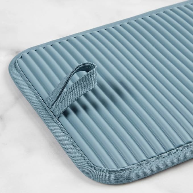 KitchenAid Ribbed Soft Silicone Pot Holder 2-Pack Set, Fog Blue, 7"x9" - Image 5