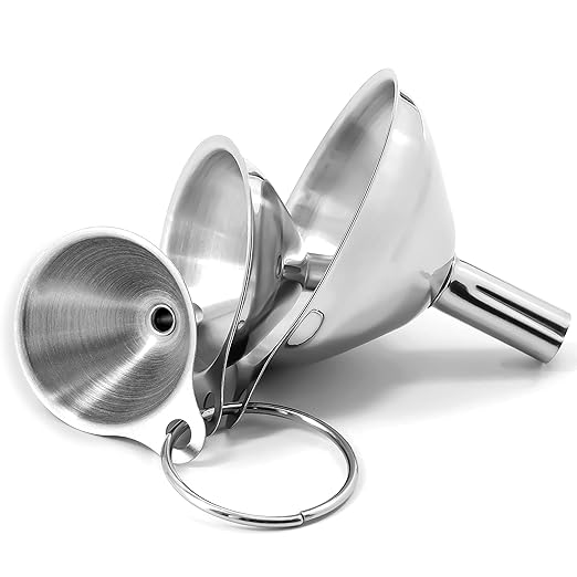 Anaeat Stainless Steel Mini Kitchen Funnel Set, 3 Pack Durable Metal Filling Funnels for Transferring Liquid, Dry ingredients, Cosmetic Lotion, Fluid, Spices, Powder - Food-Grade & High Heat Resistant by Anaeat