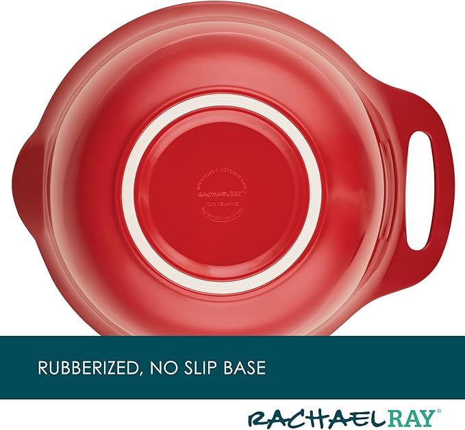 Rachael Ray Pantryware Nesting Mixing Bowls with Built-in spouts and Handles and Measuring Cups For Space-saving storage, Utensil Set, Dishwasher Safe, 10 Piece, Red - Image 6