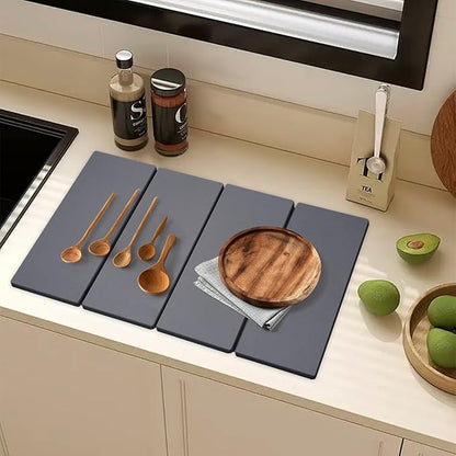 Large Dish Drying Mat for Kitchen Counter,24"×16"Fast Dry Pad Absorbent Countertop Mat, Heat-resistant Mat,Diatomaceous Earth Mats,Gray - Image 2