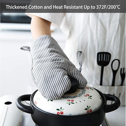 4Pcs Oven Mitts and Pot Holders, Heat Resistant Oven Mitts Set with Pothholder,Heat Resistant Microwave Gloves Safe for Baking,Cooking, BBQ - Image 2