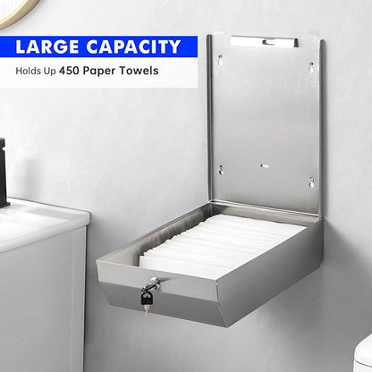 Paper Towel Dispenser Wall Mount Commercial, Brushed Stainless Steel & Fingerprint Resistant, Lockable, for c fold/Multifold/Trifold Paper Towels, Touchless Hand Towels Holder - Image 5