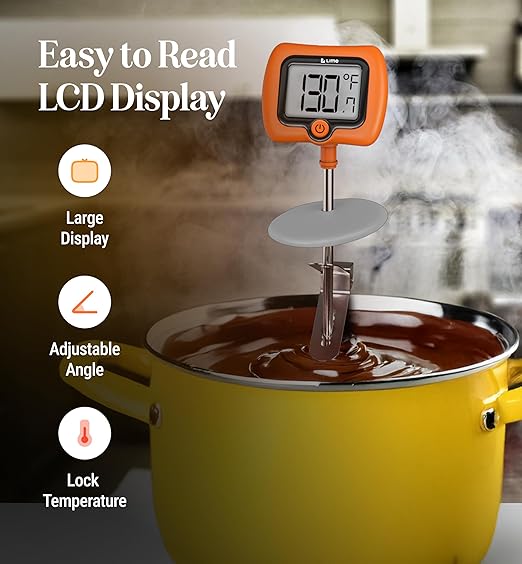 Digital Candy Thermometer with Pot Clip, 10" Long Stainless Steel Probe, Instant Read Kitchen Thermometer for Cooking, Baking, and Candy Making - Image 5