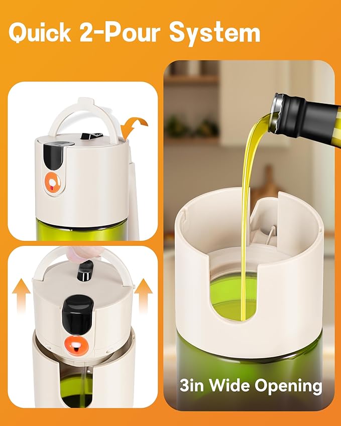 OURCABECUE Upgrade 2 in 1 Oil Sprayer for Cooking, 17oz Light-Blocking Glass Olive Oil Dispenser Bottle for Kitchen,Food-Grade Oil Mister with 8 Stickers for Salad, Frying (Green Bottle-White Gap) - Image 6