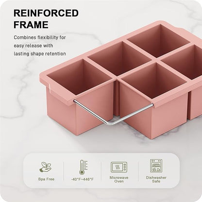 VLM 3 Packs Large Ice Cube Molds with Stackable Lid,Silicone Ice Cube Tray for Freezer,Big Square Ice Tray for Whiskey,Cocktails,Bourbon and Soups (Set 3) - Image 4