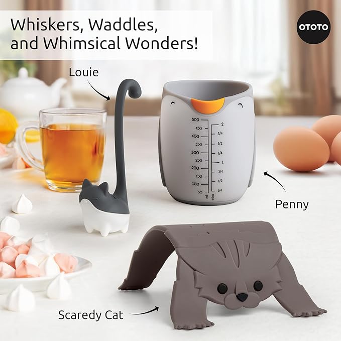 OTOTO Muscateers Bundle of Mary Cat, Katie, Kitty - Jar Scraper Spatula, Soup Ladle, Pizza Cutter - Cute Kitchen Accessories, Spooky Gothic Cat Gifts for Women, Kitchen Gifts, Halloween Gifts - Image 8