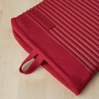 KITCHENAID Ribbed Soft Silicone Oven Mitt 2-Pack Set, 7.5"x13", Passion Red - Image 2