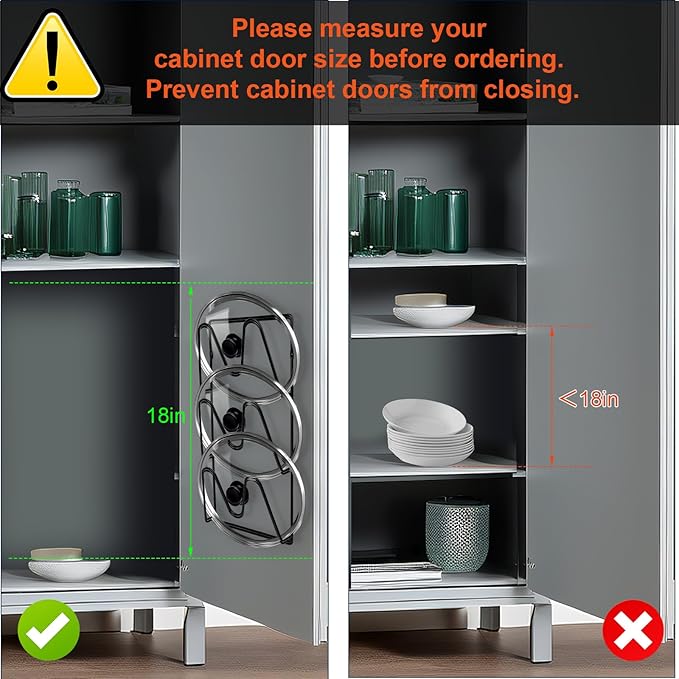 2 Pack Pot Lid Organizer, 6-Tier Pots and Pans Lid Organizer Under Cabinet, No Drilling, Rustproof, Lid Organizers Inside Cabinet for Small Space Solution & Kitchen Cabinet Organization - Image 2