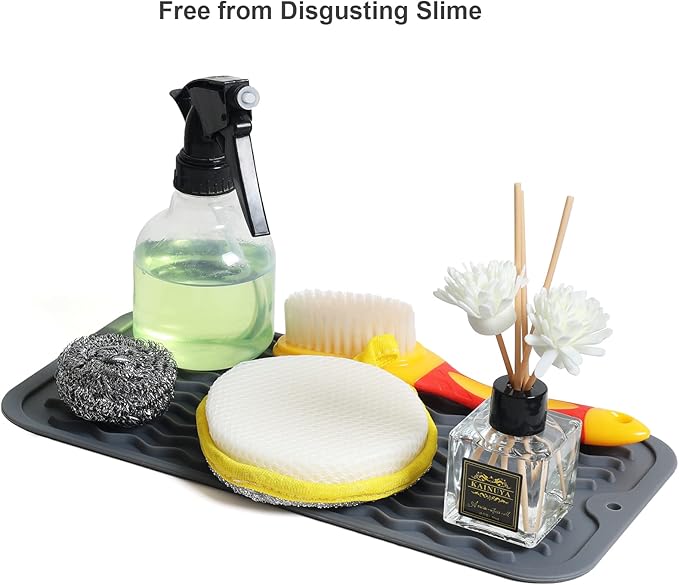 ZLR Silicone Dish Drying Mat for Kitchen Counter, Eco-Friendly Fast Dry Dish Mat, Easy Clean Multi Usage Drying Matt, Heat Resistant Trivet, 6" x 12" Extra Small, Dark Gray - Image 8