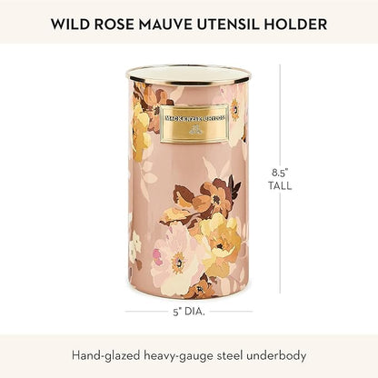 MACKENZIE-CHILDS Enamel Utensil Holder, Stylish Kitchen Countertop Organizer, Wild Rose Mauve - Image 4