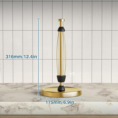 Paper Towel Holder Countertop, Gold Kitchen Accessories Decor, Stainless Steel, Weighted Base, Gold, Paper Towel Roll Holder Stand with Ratchet Mechanism for Kitchen Bathroom Farmhouse Essentials - Image 6