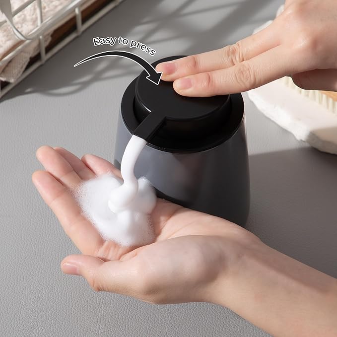 Enra Foaming Soap Dispenser,12 oz Foam Ceramic Hand Soap Dispenser, for Bathroom,Kitchen with Easy-to-Press Pump (Gray Foam Type)
