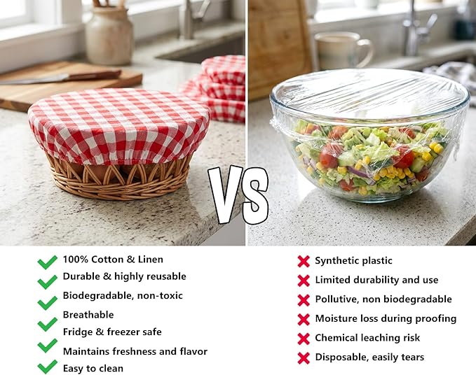 Reusable Bowl Covers, 5 Size Stretch Cloth Bowl Covers for Bread Proofing, cloth Fabric bowl Cover for Food Fruits Leftover (S)