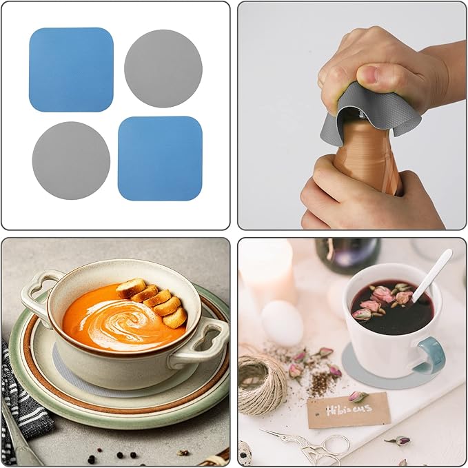 LUTER 4pcs Jar Opener, Rubber, Multi-function Silicone Bottle Opener for Seniors with Weak Hands Lid Cap Gripper Pads Kitchen Coasters Gadgets(Blue, Gray) - Image 7