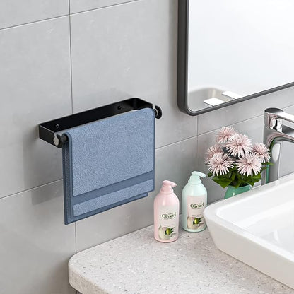 Aheucndg Paper Towel Holder for Kitchen, Wall Mount Paper Towel Holder, for Kitchen or Bathroom Self-Adhesive or Drill Mounting Paper Roll Holder Under Cabinet (Black 2Pack)