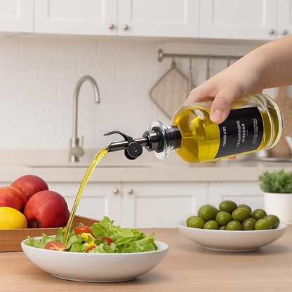 3PCS Olive Oil Dispenser Bottle For Kitchen, Soy Sauce Dispenser, Glass Oil and Vinegar Dispenser Set W. Wooden Tray & Labels & 3 Replacement Spouts, Coffee Syrup Dispenser(Clear) - Image 2