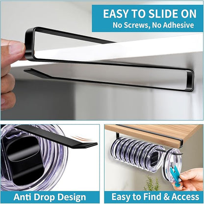 Shallow Tumbler Lid organizers for Cabinet, Space Saving Yeti Tumbler Lid Holder, Stanley Cup Lid organizers inside Cabinet, No Drill Cup Lid Hanger Must-Have 2025, 2 Pack, Up to 30 Lids - Image 5