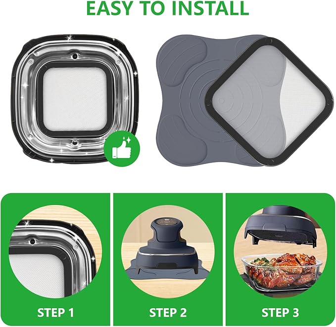 2Pcs Silicone Heat Resistant Mat & Splatter Shield, Foldable Silicone Mat and Splatter Shield for Ninja Crispi Air Fryer Accessories, Blue