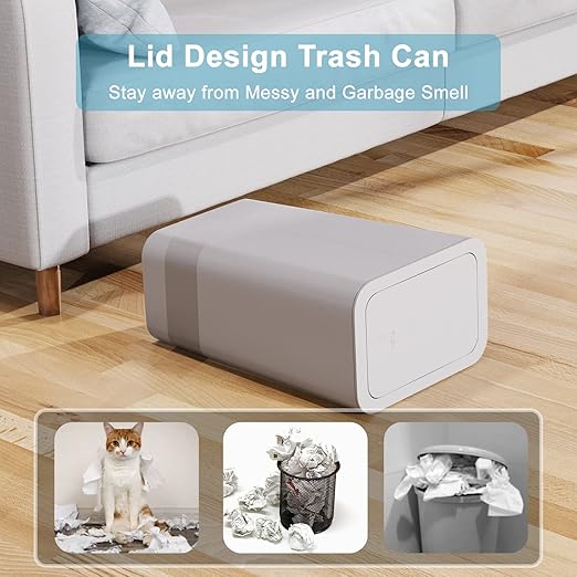 3 Pack 10 Liter / 2.6 Gallon Bathroom Trash Can, Small Trash Can with Lid, Garbage Can Waste Basket for Bathroom, Kitchen, Bedroom, Powder Room, Craft Room, Office, College (Gray) - Image 5