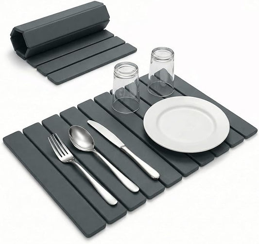 Stone Drying Mat for Kitchen Counter - Super Absorbent, 30sec Fast-Drying Diatomite Dish Mat, Collapsible for Kitchen.