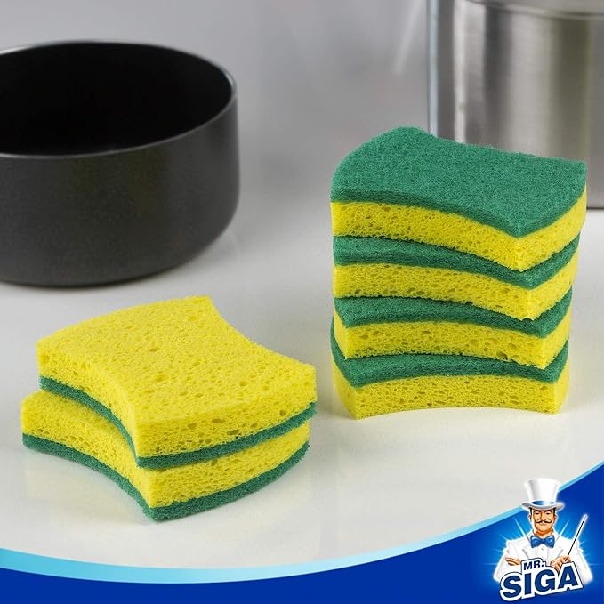 MR.SIGA Heavy Duty Cellulose Scrub Sponge, Dual-Sided Dishwashing Sponge for Kitchen, 12 Pack - Image 9