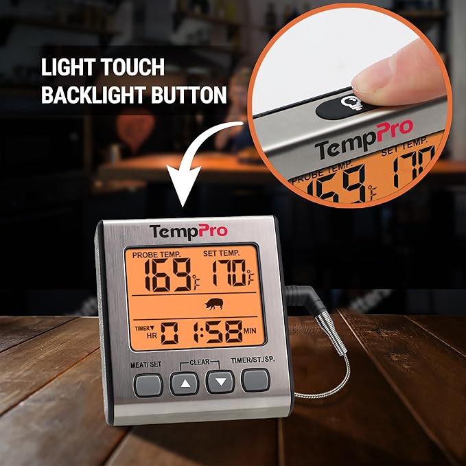 TempPro Digital Meat Thermometer for Cooking and Grilling, BBQ Food Thermometer with Backlight and Kitchen Timer, Grill Temperature Probe Thermometer for Smoker, Oven, Baking,Oil(Previously ThermoPro) - Image 7