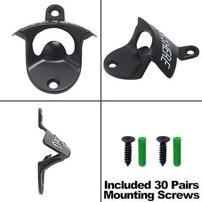 30 PCS Stainless Bottle Opener Wall Mount Black Bulk Beer Soda Cap Opener Mountable for Wood Board Caddy DIY Craft - Image 4