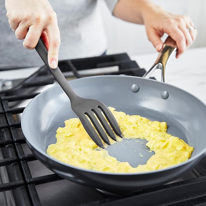 GreenPan Silicone Ultimate Fork, Mixing Stirring Serving, Cooking Kitchen Utensil, Flexible Rubber Nonstick Cookware, Rigid Steel Core, Heat-Resistant, Anti-Slip Handle, BPA-Free Dishwasher Safe, Gray - Image 4