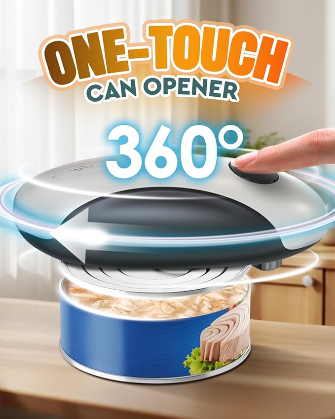 Zoomsnail Electric Can Opener, Automatic Rechargeable Can Openers with One-Touch Smooth Edge & Magnetic Lid - Hands-Free Easy-Grip Opener for Seniors with Arthritis and Most Cans - Image 2