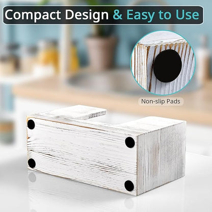Paper Towel Dispenser Countertop, White Washed Wood Bathroom Paper Towel Holder, Napkin Holder for Kitchen, Countertop Multifold C-Fold, Z-Fold, Trifold Paper Hand Towel Dispenser for Toilet - Image 4