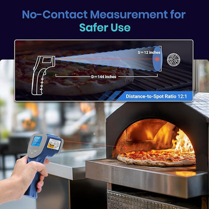 Etekcity Infrared Thermometer Laser Temperature Gun 1080, -58°F~ 1130°F for Meat Food Candy Pizza Oven, Heat Gun for Cooking, Kitchen, Fridge, Reptile, BBQ, HAVC, Adjustable Emissivity & Max Measure - Image 6