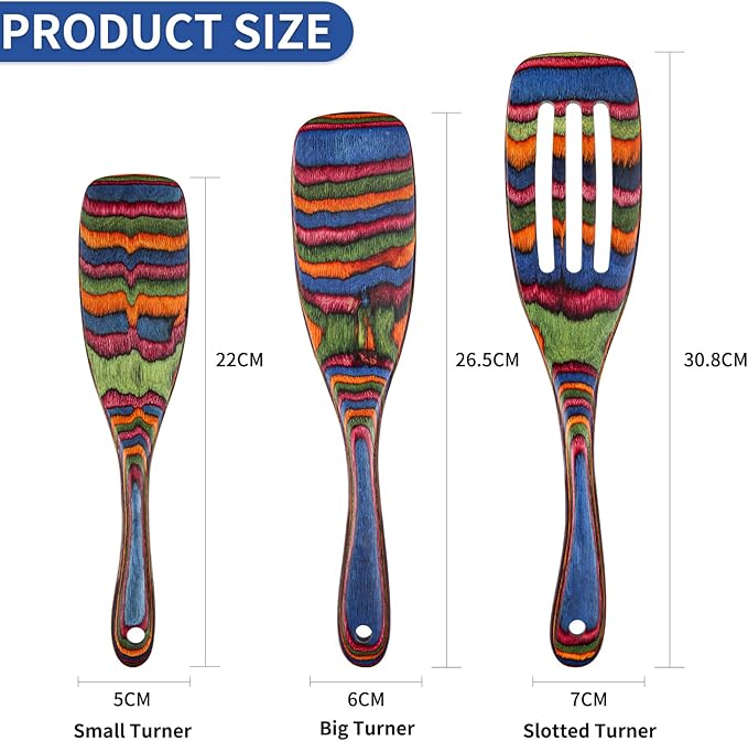 Spurtle Set, Wooden Utensils for Cooking, WOSPONFAN Kitchen Utensils Set, Pakkawood Kitchen Cooking Utensils Set, Apartment Essentials Wood Serving Spatula spoon, Home & kitchen Gift for Women & Men