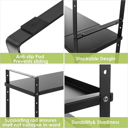 Across-Star Expandable Cabinet Shelf Organizer Rack, Stackable Kitchen Counter Storage Shelves Stand, Adjustable Height Pantry Shelf Spice Rack (Black, 2 Pack) - Image 7